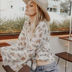 Bell sleeve button up blossom shirt